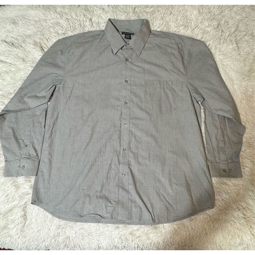 Akwa Men's long sleeve button-down casual gray shirt 2XL